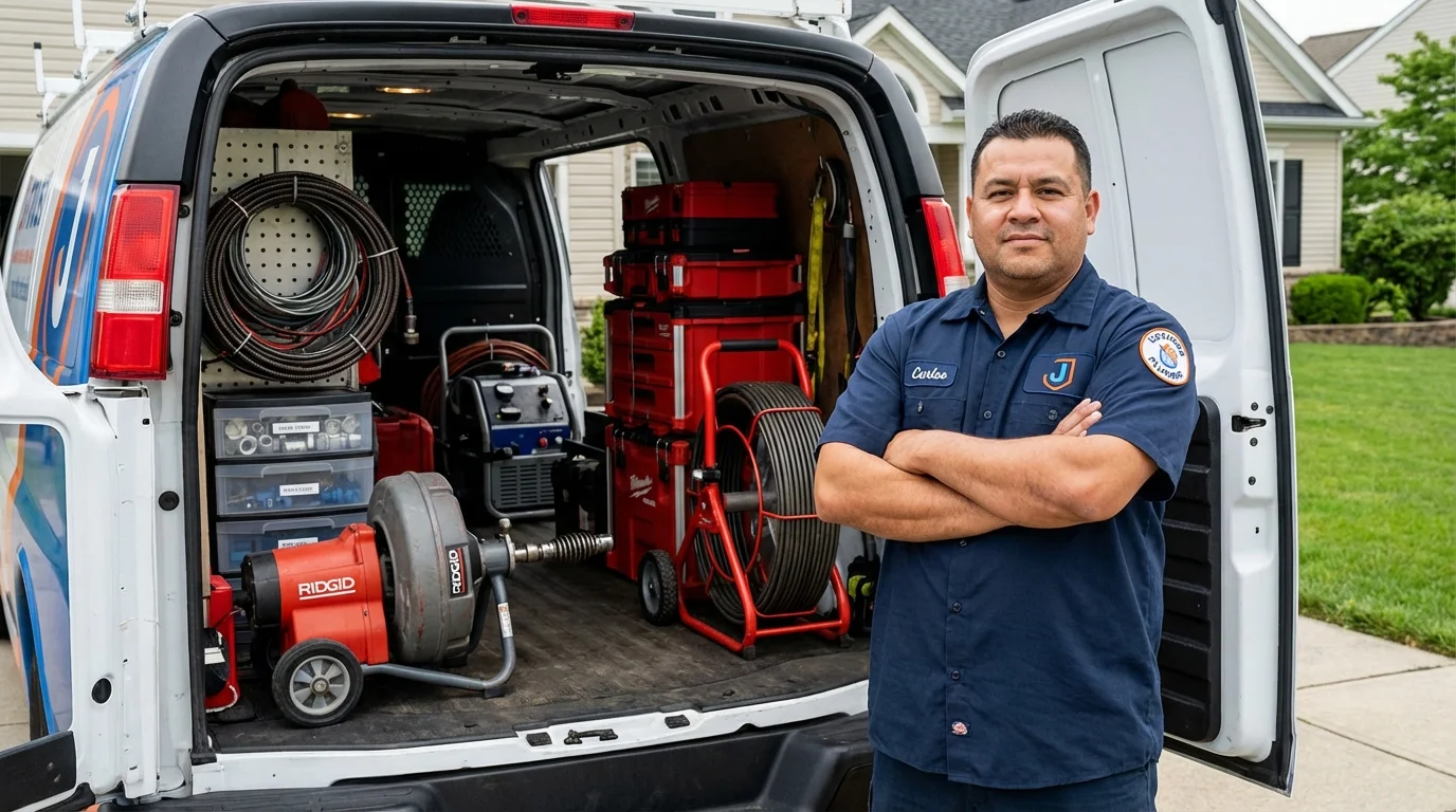 Professional drain cleaning equipment and Johns Plumbing LLC plumber in Carlin