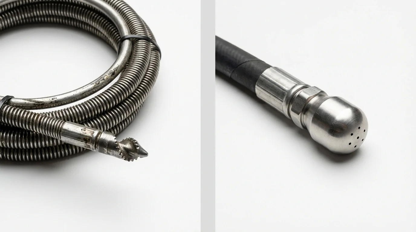 Drain snake cable and hydro jetting nozzle used for drain cleaning in Carlin, NV