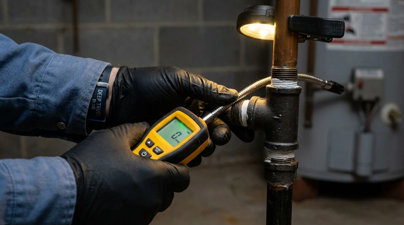 Gas leak detection with electronic sniffer by Johns Plumbing LLC in Carlin
