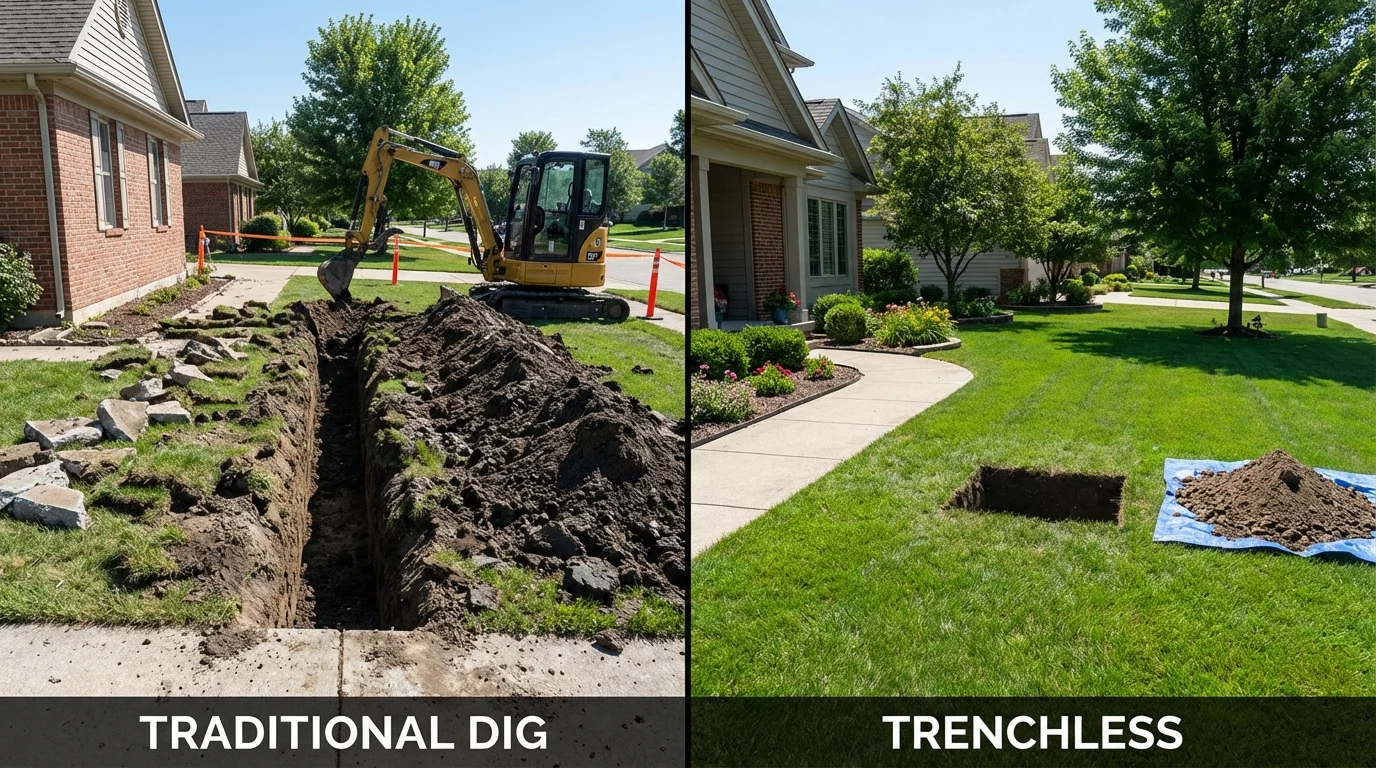 Trenchless sewer repair with minimal yard damage versus traditional excavation in Carlin, NV